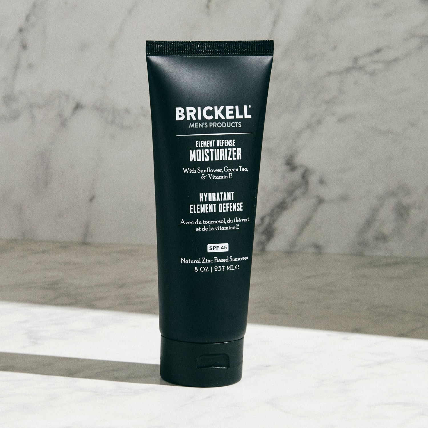 Brickell Men's Element Defense SPF45 ingredients include zinc oxide and green tea.