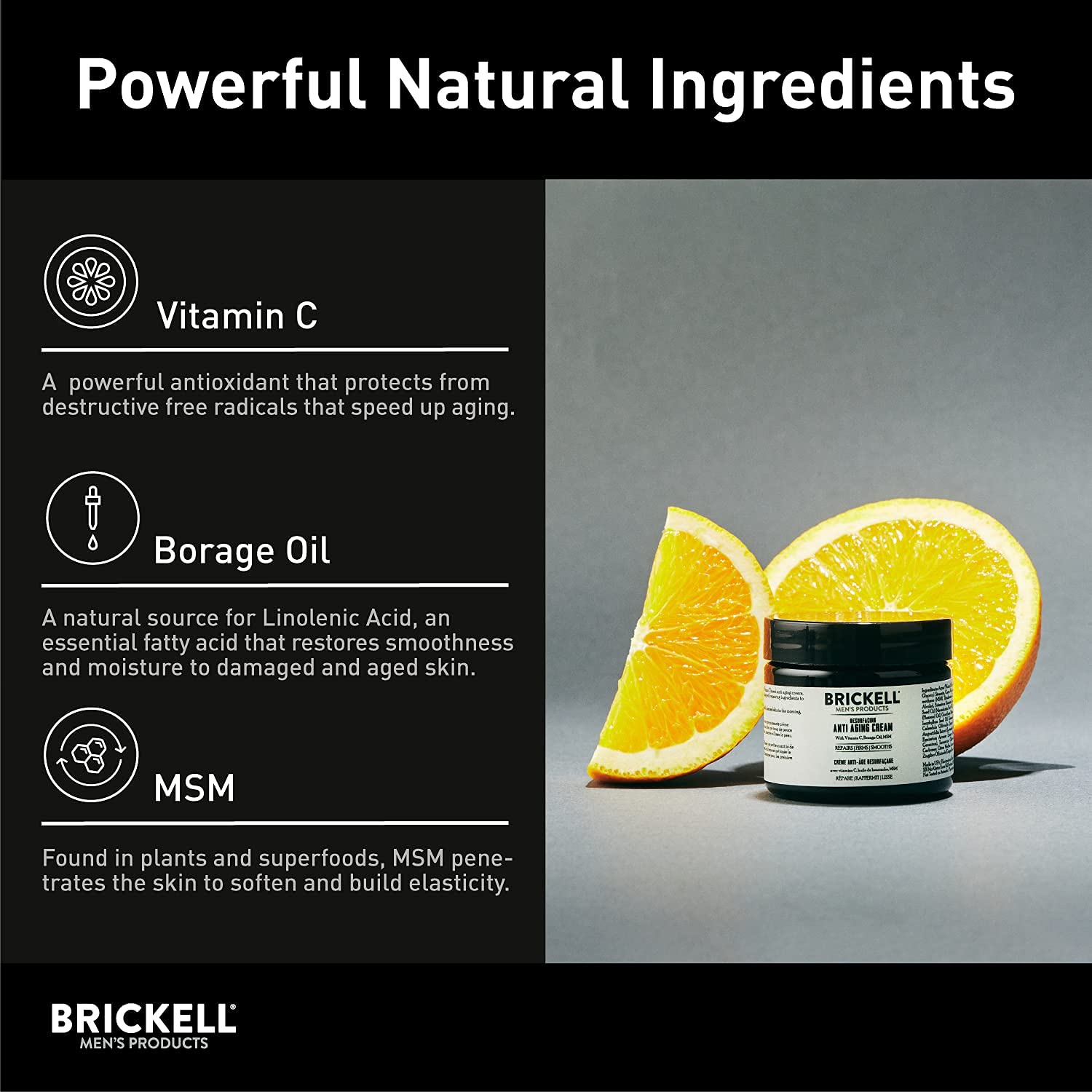Close-up showing potential reduction in fine lines with Brickell Resurfacing Cream.