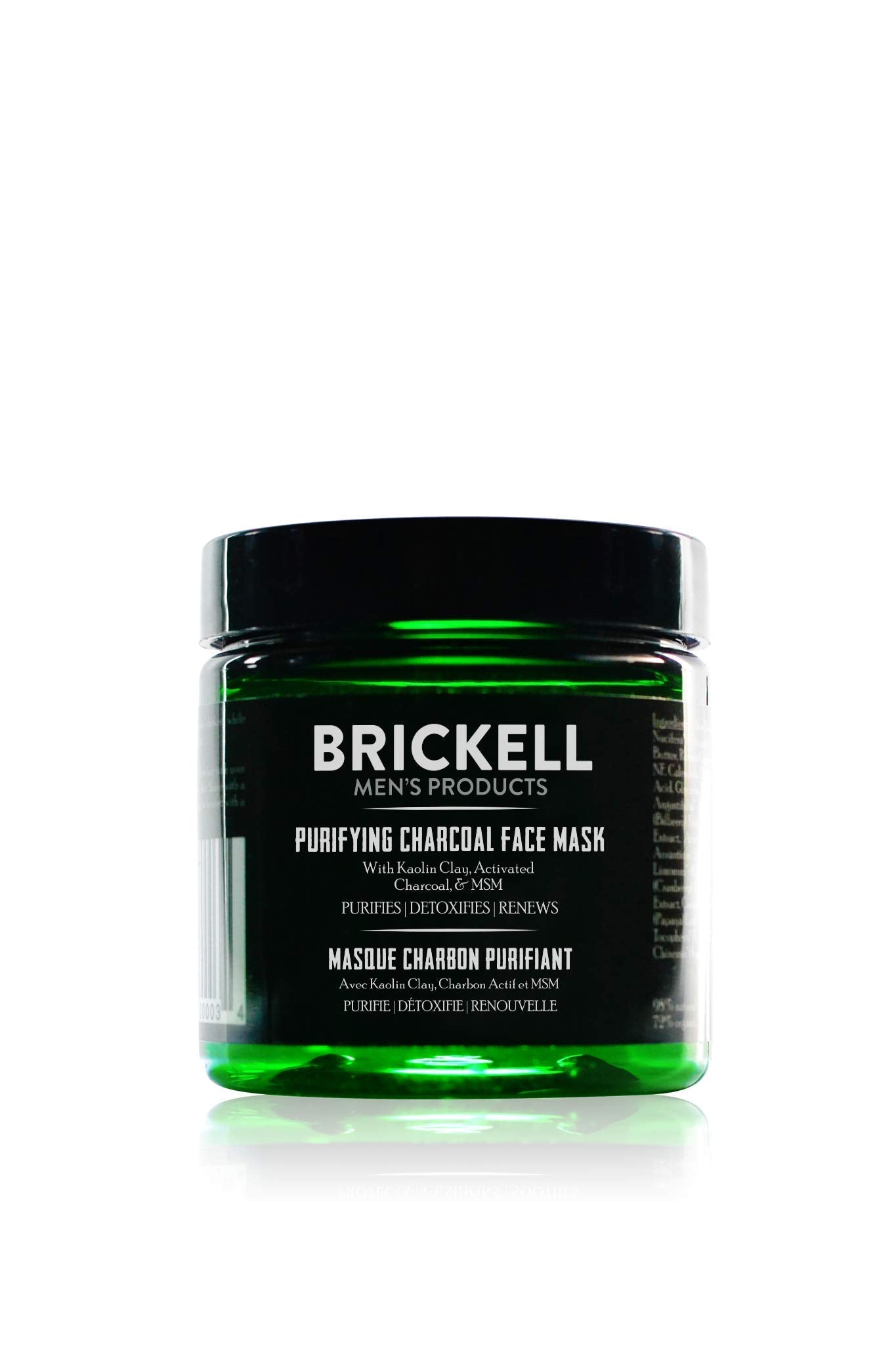 Brickell Men's Purifying Charcoal Face Mask jar ready for detox pores.