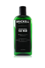 Brickell Men's Purifying Charcoal Face Wash bottle closeup highlighting a refreshing cleanse