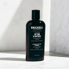 Brickell Men's Rejuvenating Gel on the face during application provides soothing, non-greasy hydration.
