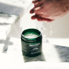 Brickell Men's Renewing Face Scrub coffee extract detail highlights energizing aroma and exfoliation.