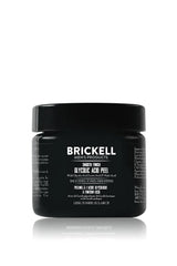 Brickell Men's Smooth Finish glycolic peel bottle closeup for refined skin texture