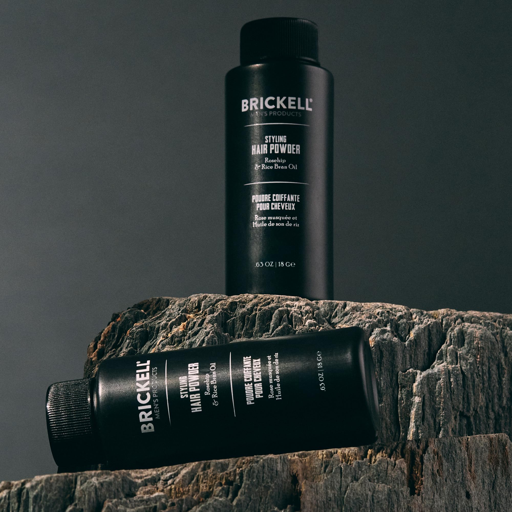 Brickell styling powder delivers natural matte finish.