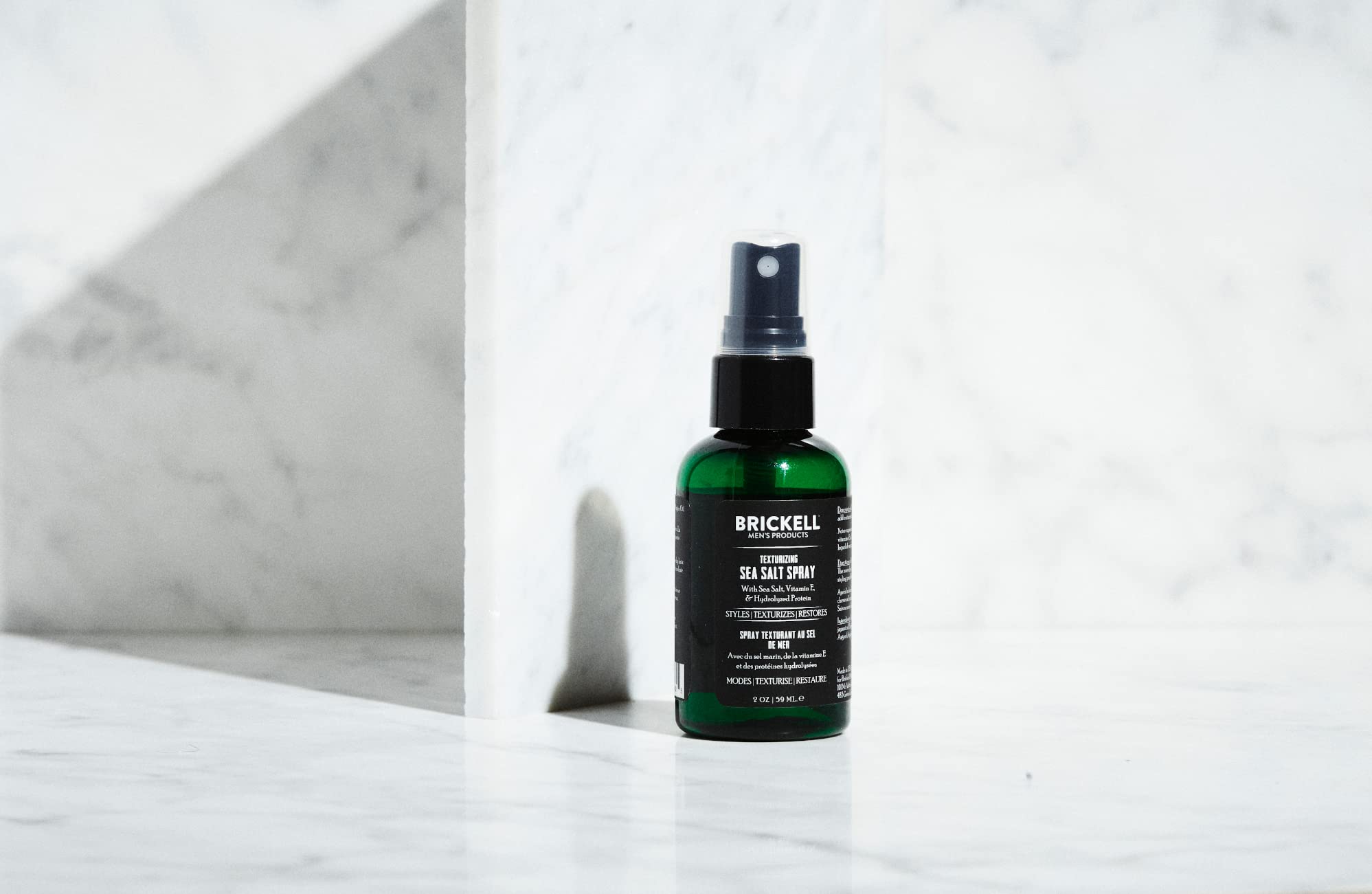 Brickell Men's Texturizing Sea Salt Spray beach-hair look enhances waves