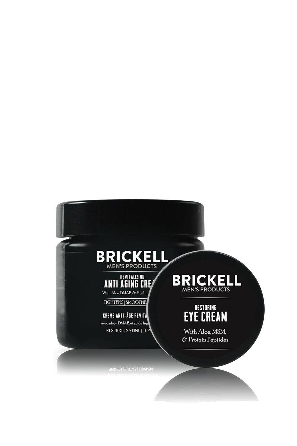 Brickell Men's Ultimate Anti-Aging Routine boxed set on vanity for nightly rejuvenation