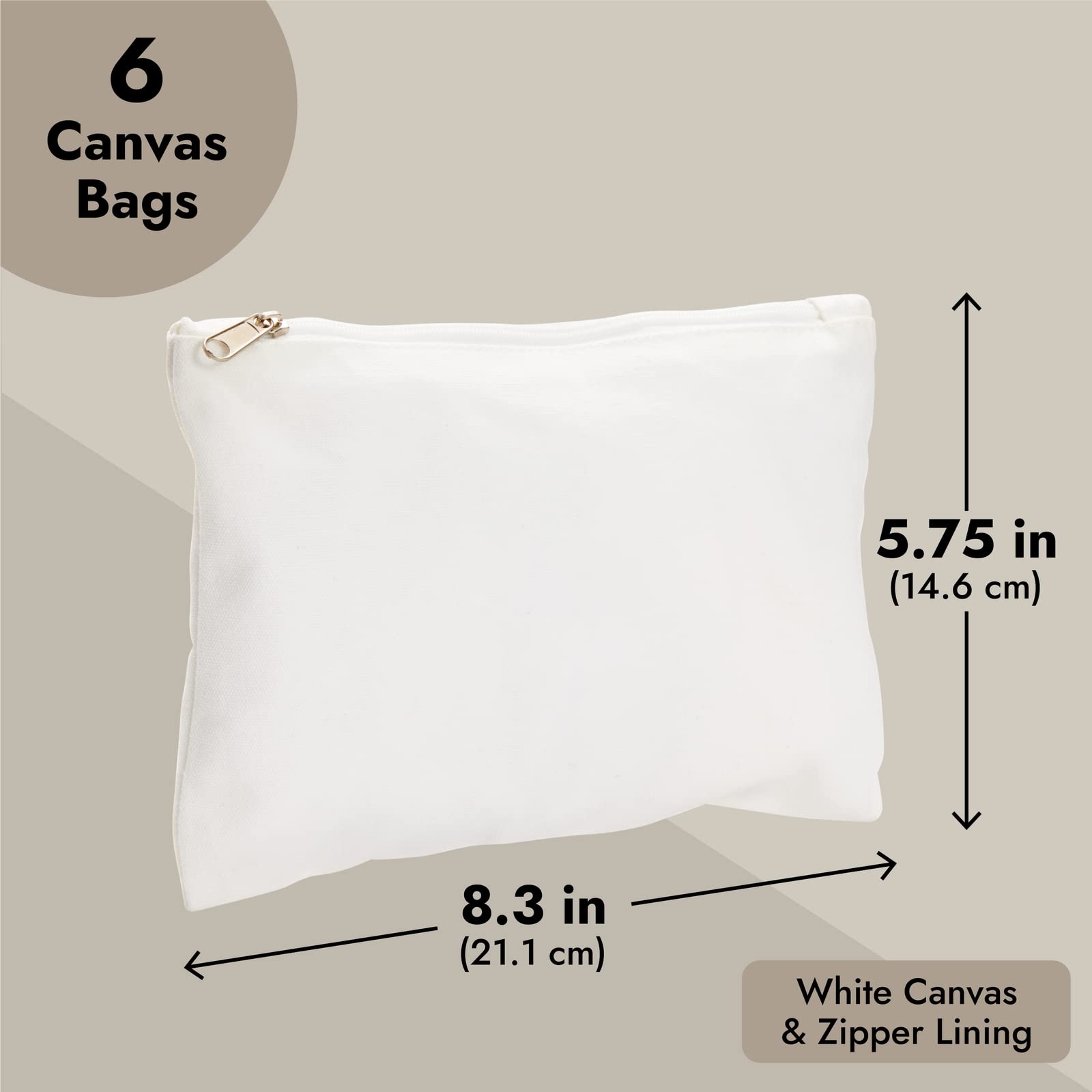 Bright Creations 8x6-inch canvas pouch open interior ideal for cosmetics