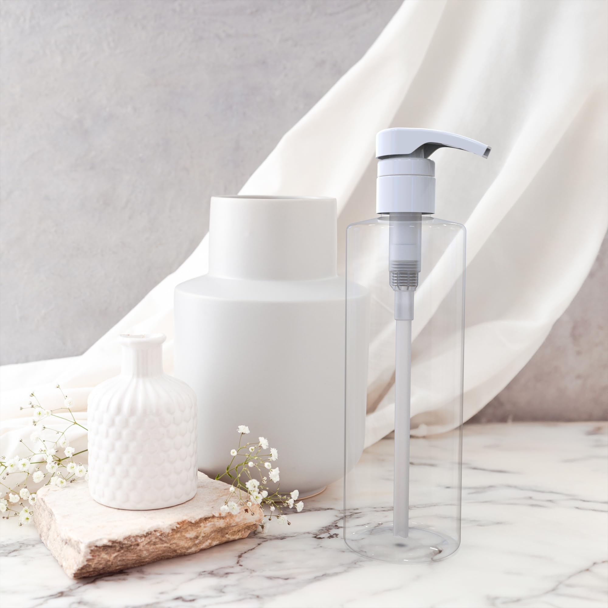 BRIGHTFROM Empty Shampoo Pump Bottles BPA-free material highlights safe storage and clear contents monitoring.