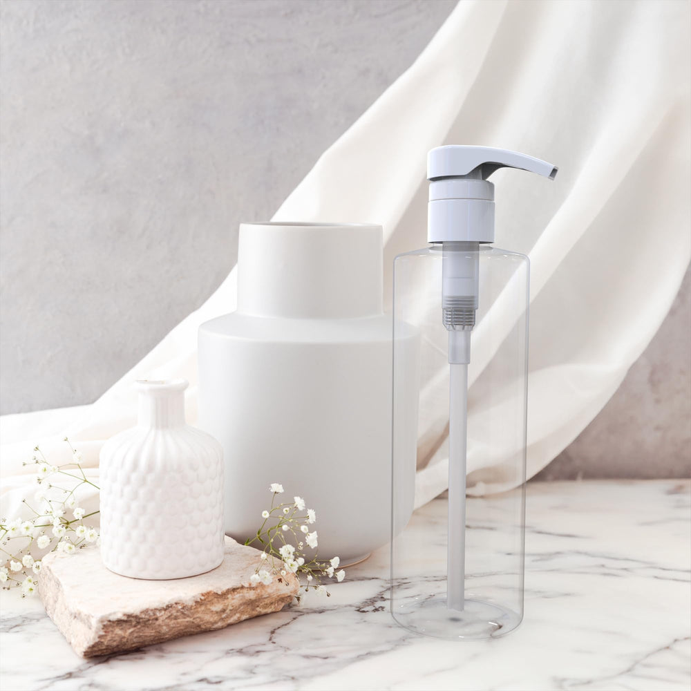 BRIGHTFROM Empty Shampoo Pump Bottles BPA-free material highlights safe storage and clear contents monitoring.