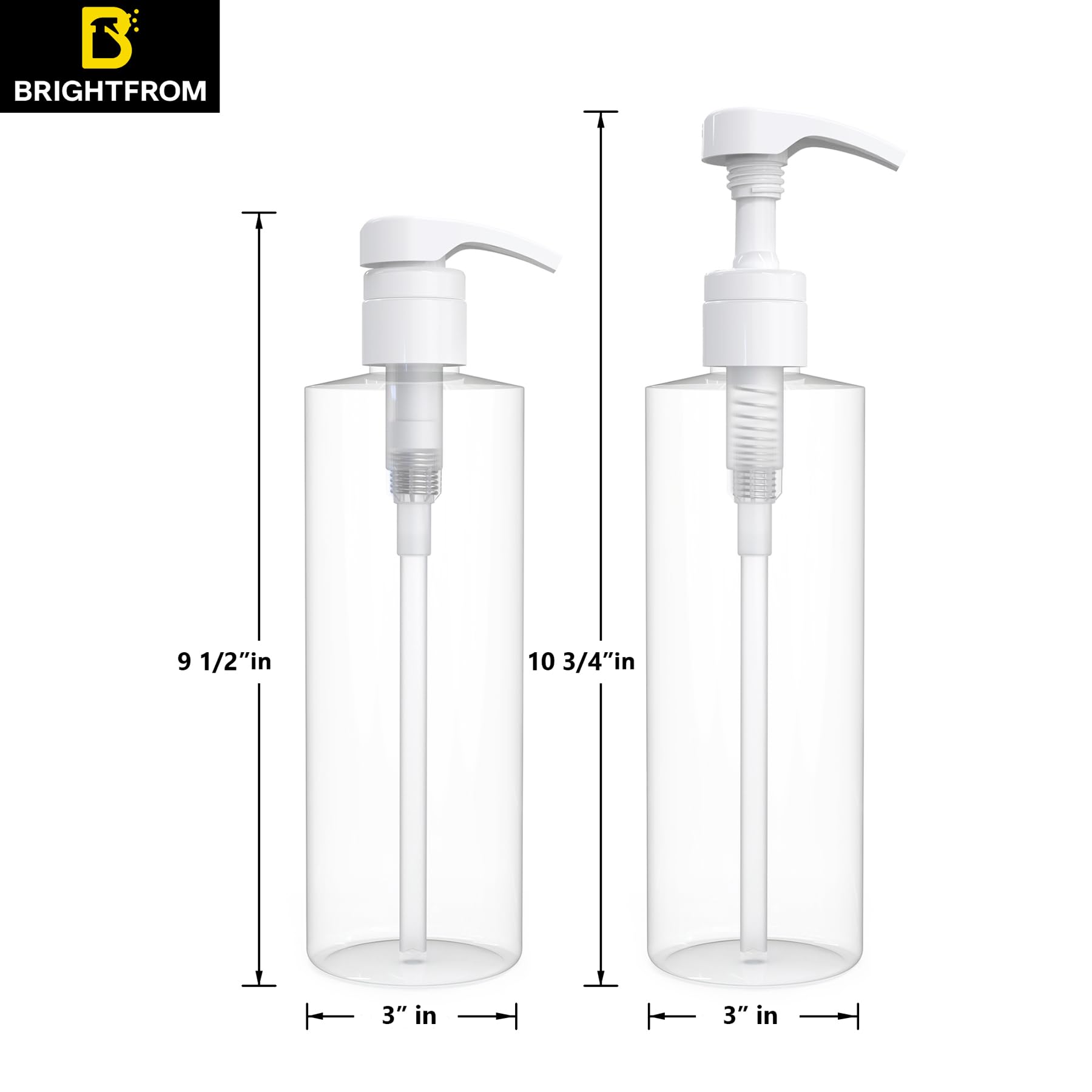 BRIGHTFROM Empty Shampoo Pump Bottles contents-visible design aids quick identification and inventory in busy spaces.