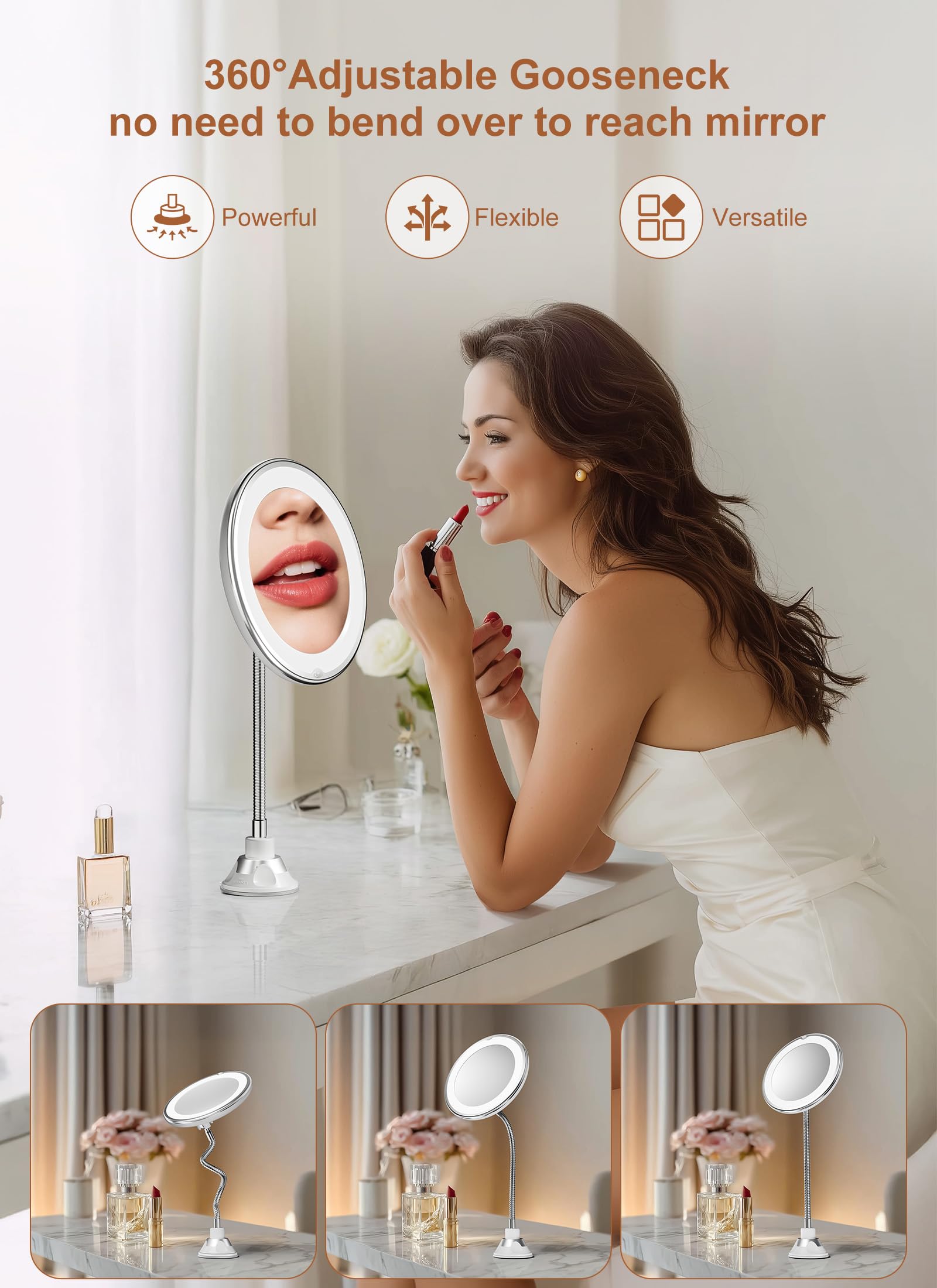 Brightown 10x magnifying mirror suited for bathroom wall or glass surface use