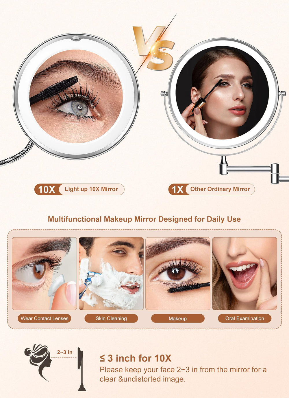 Brightown 10x magnifying mirror ideal for makeup eyeliner and eye shadow work