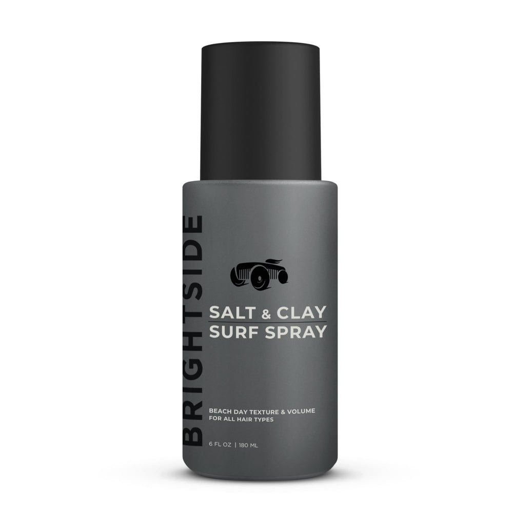 BRIGHTSIDE Salt & Clay Surf Spray bottle on shelf delivers lightweight texture.