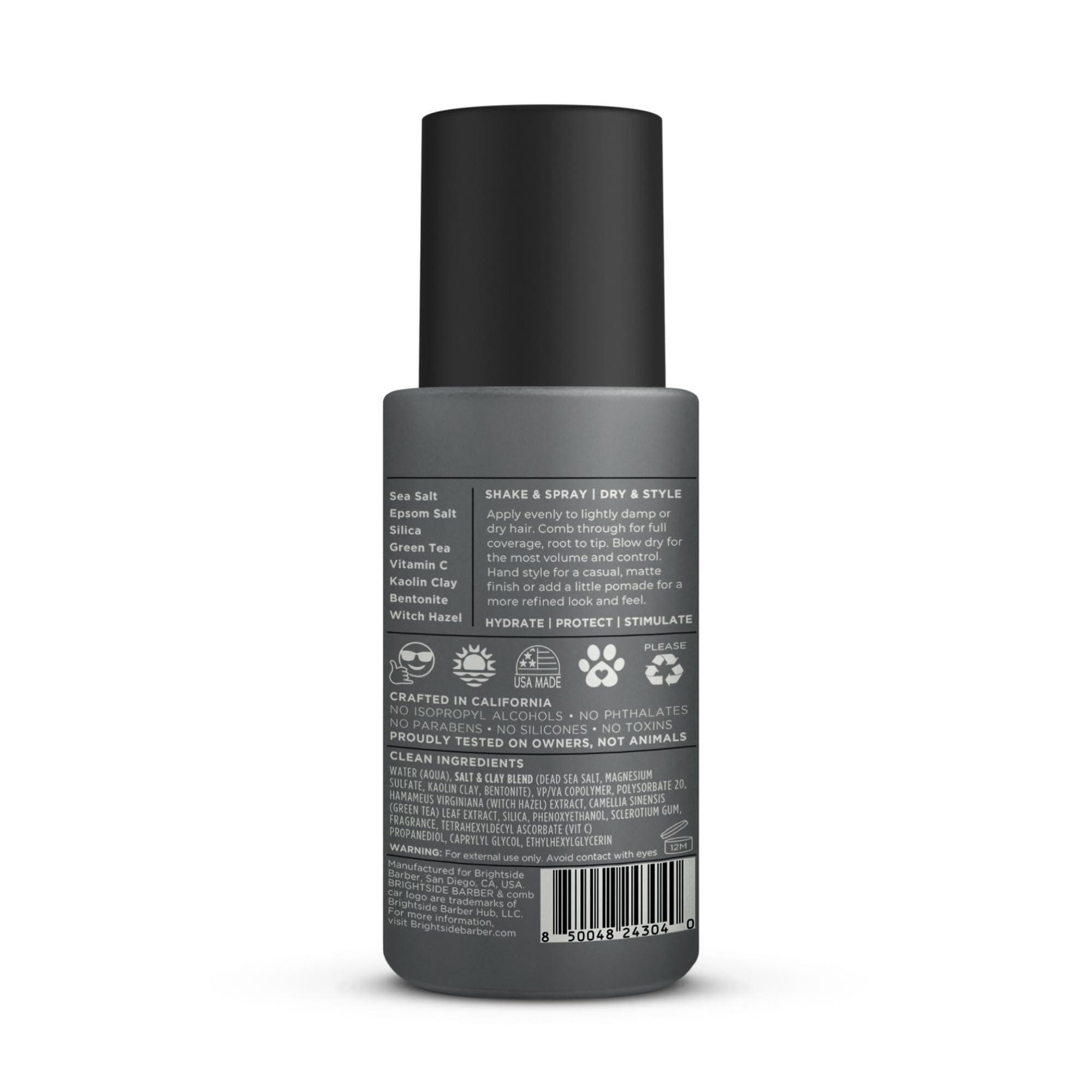 BRIGHTSIDE natural ingredients graphic emphasizes sea salt and clay.
