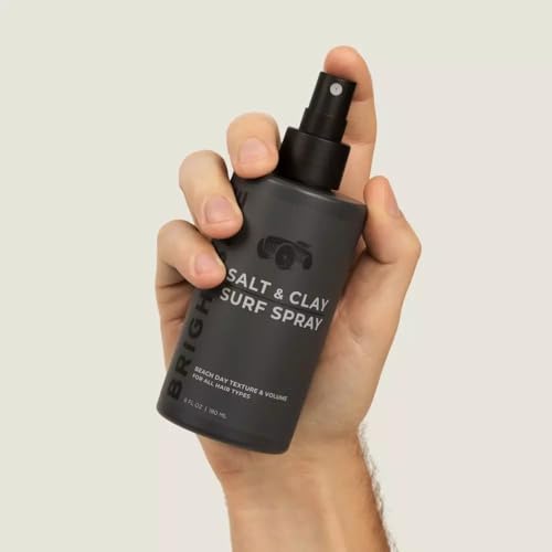 BRIGHTSIDE Salt & Clay Surf Spray textured hair shows casual waves.