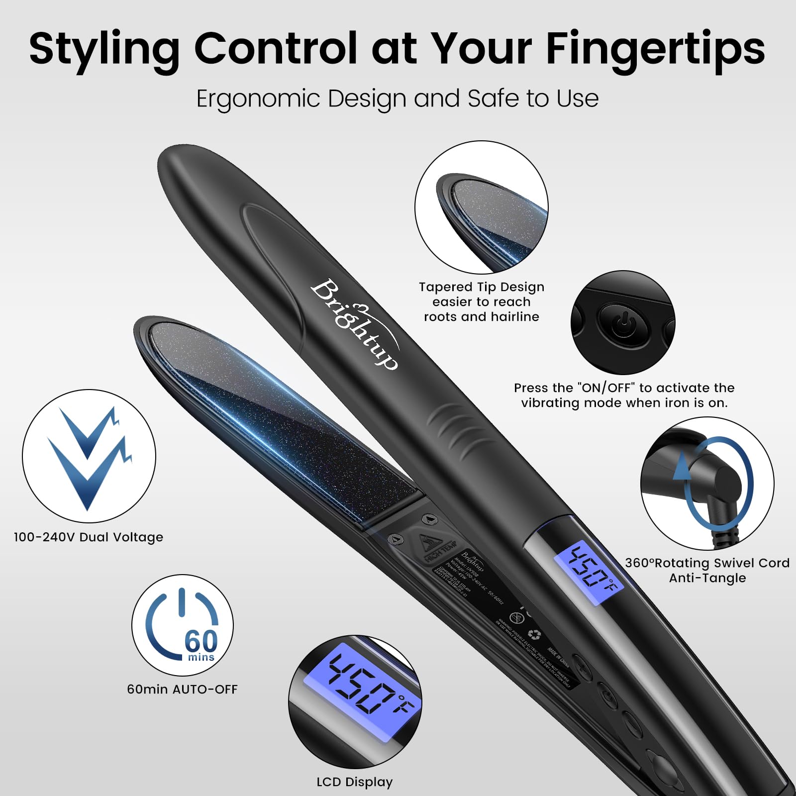 Brightup 2in1 digital display and controls for easy temperature reading.