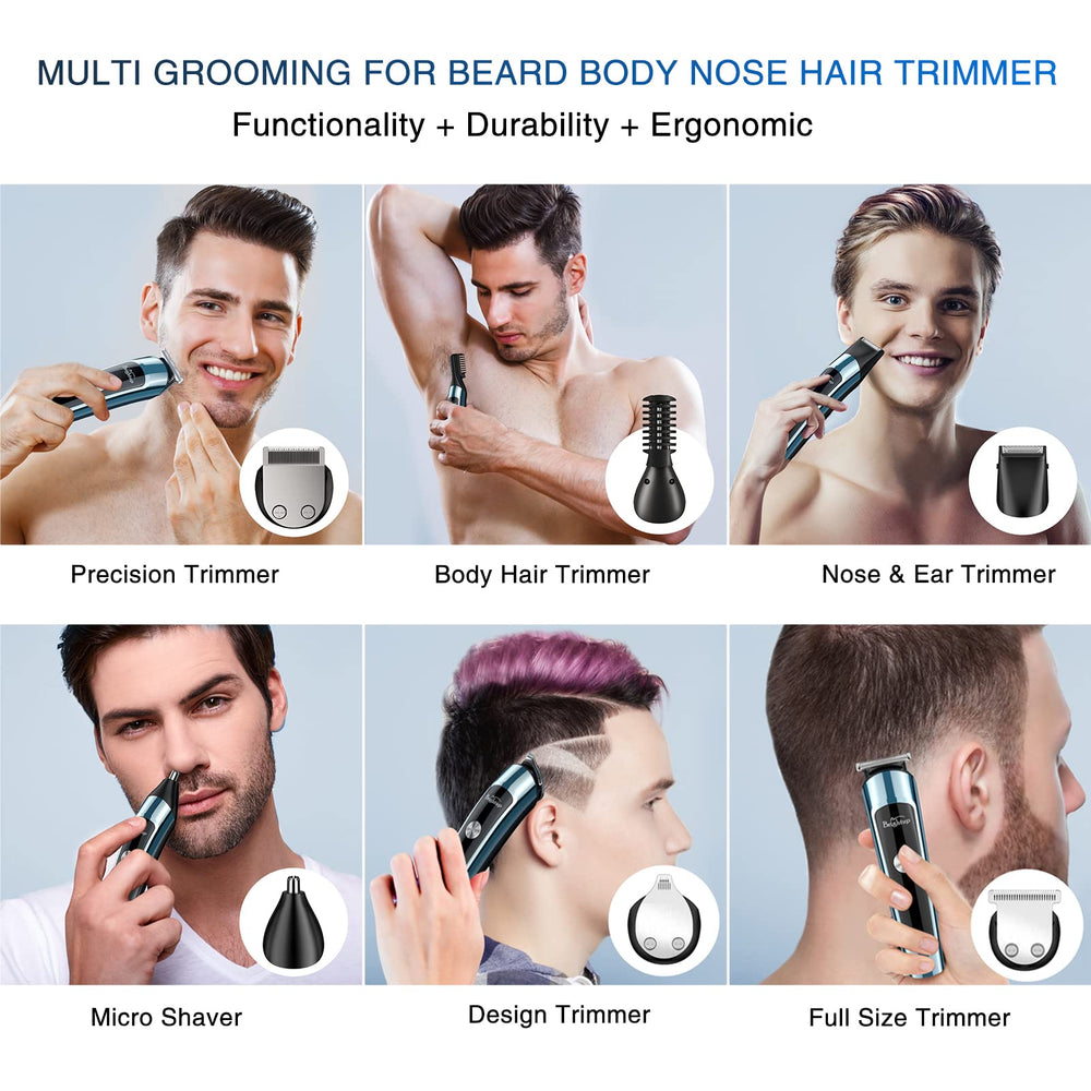 Brightup beard trimmer six combs provide precise length control.