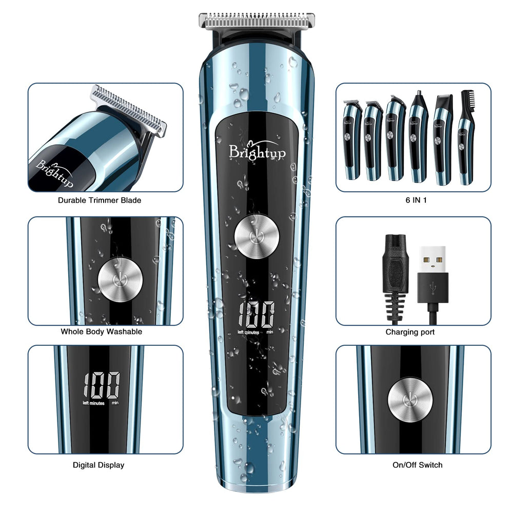 Brightup beard trimmer IPX7 waterproof design for easy cleaning.