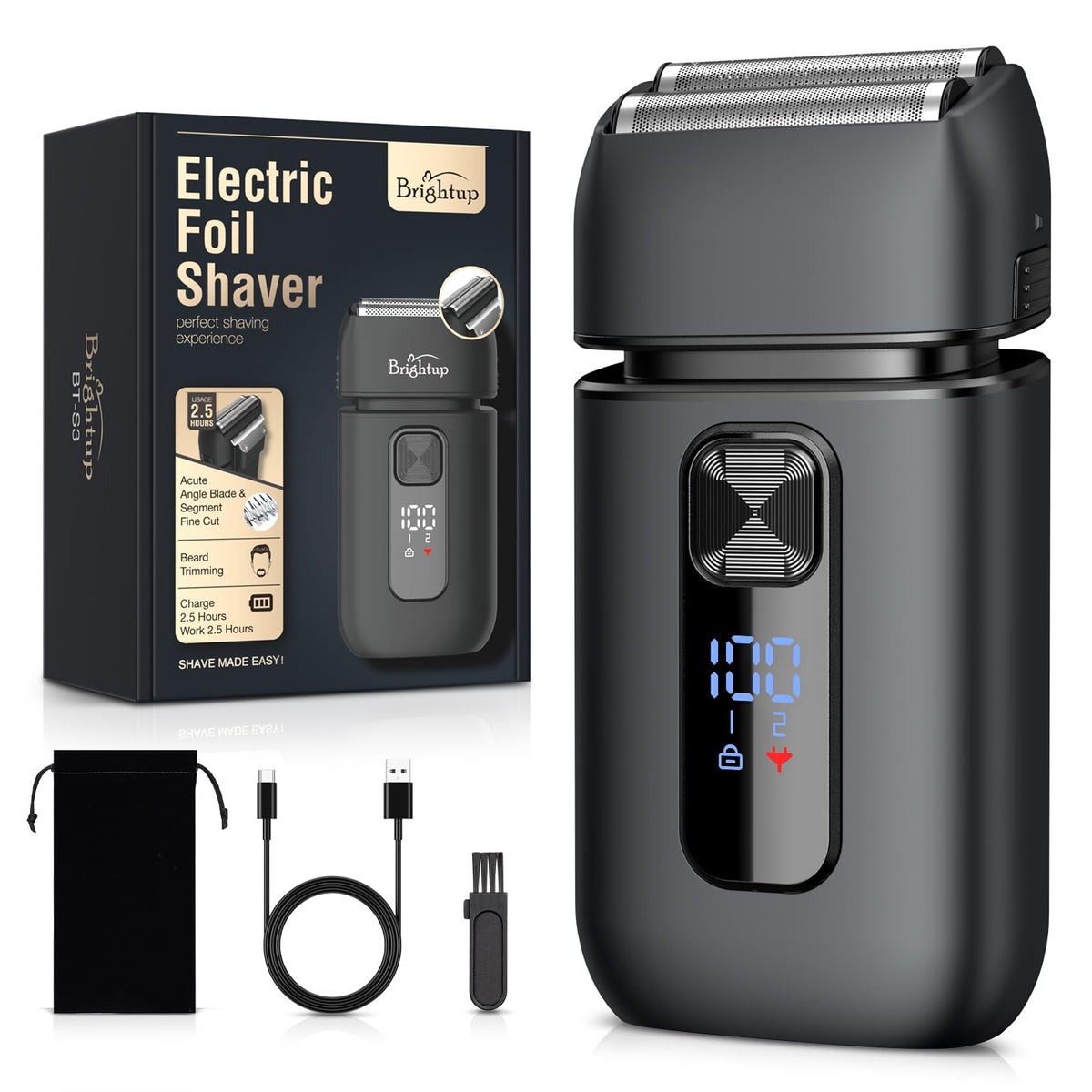 Brightup electric foil shaver close cut for a smooth, irritation-free shave at home.