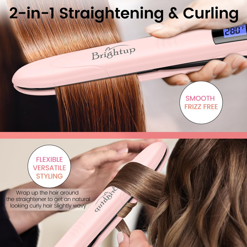 Brightup heat-resistant glove and hair clips aid safe styling.