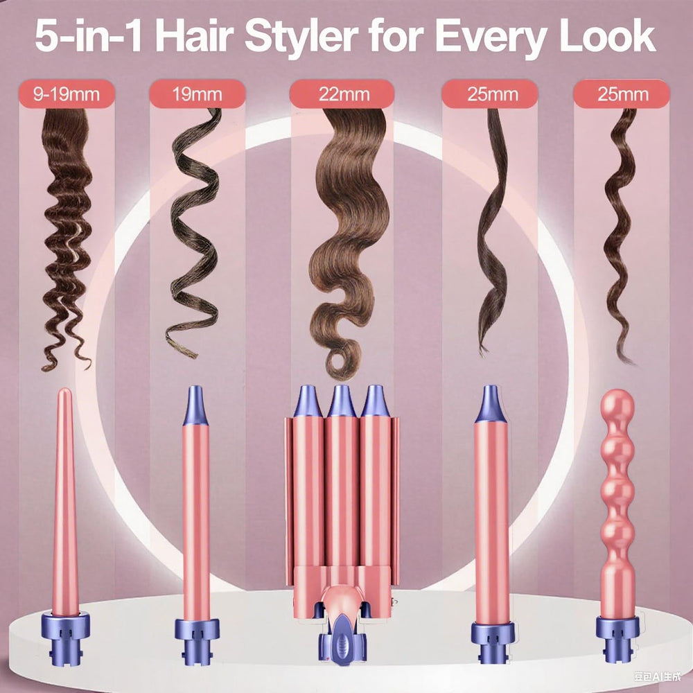 Brightup PRO 3-barrel waver for beachy waves with adjustable heat
