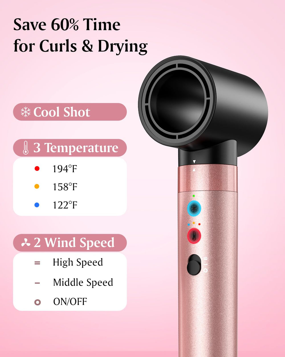 Brightup rose-gold finish with bonus clips enhances gifting and presentation.