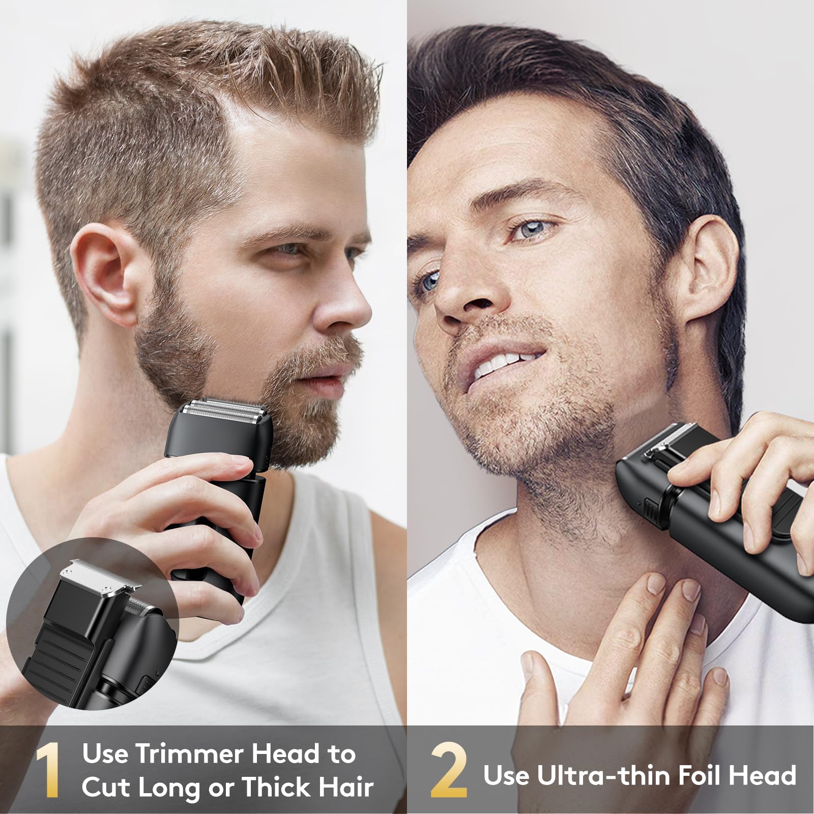 Brightup shaver side trimmer for precise edge work on beard and sideburns.
