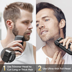 Brightup shaver side trimmer for precise edge work on beard and sideburns.