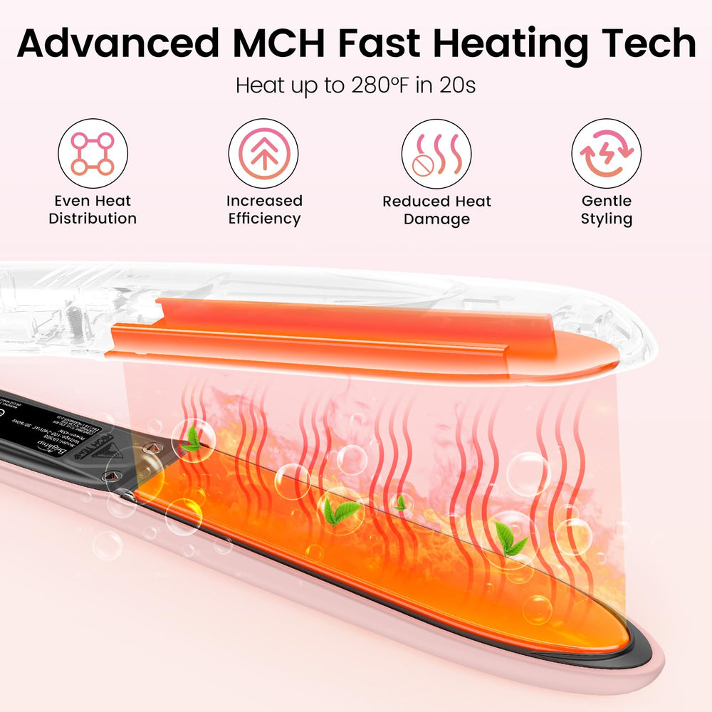 Brightup temperature range from 280°F to 450°F supports diverse hair types.
