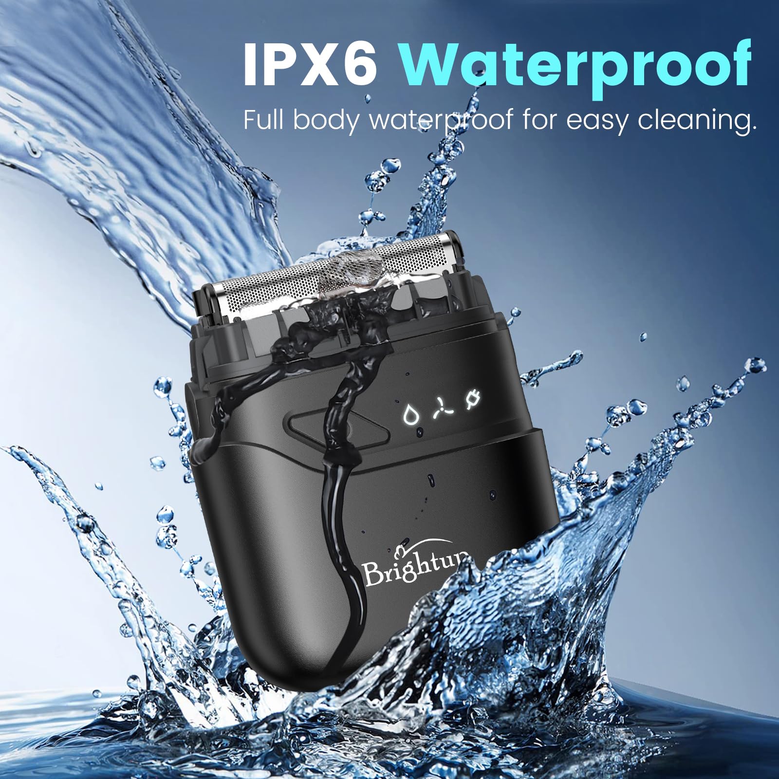 Brightup waterproof wet/dry shaver suitable for dry or foam shaving