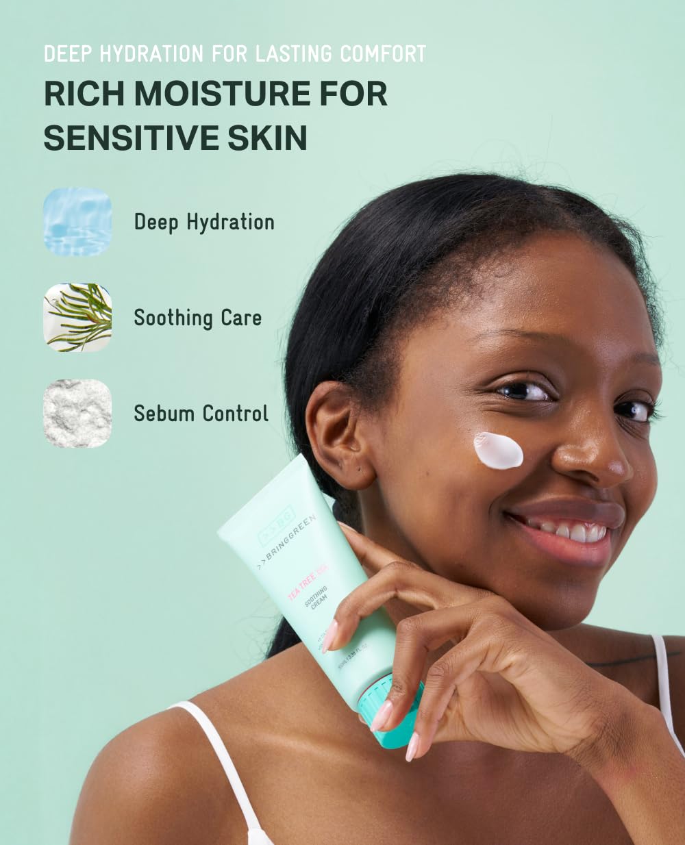 Bring Green Moisturizing cream being applied to skin