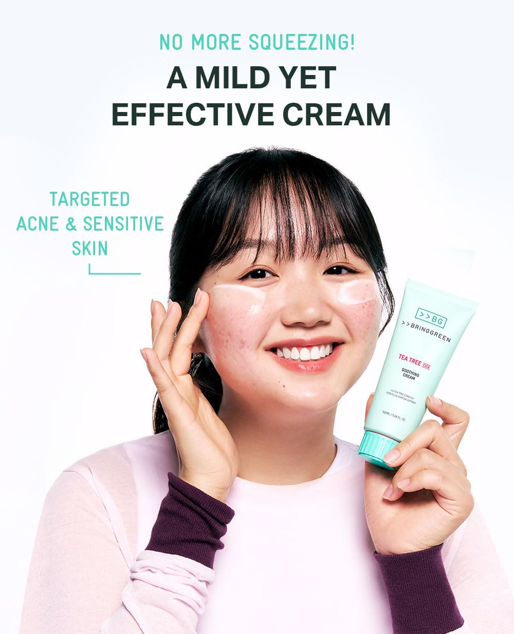 BRING GREEN moisturizing cream texture demonstrates hydrating, non-greasy feel for daily use.