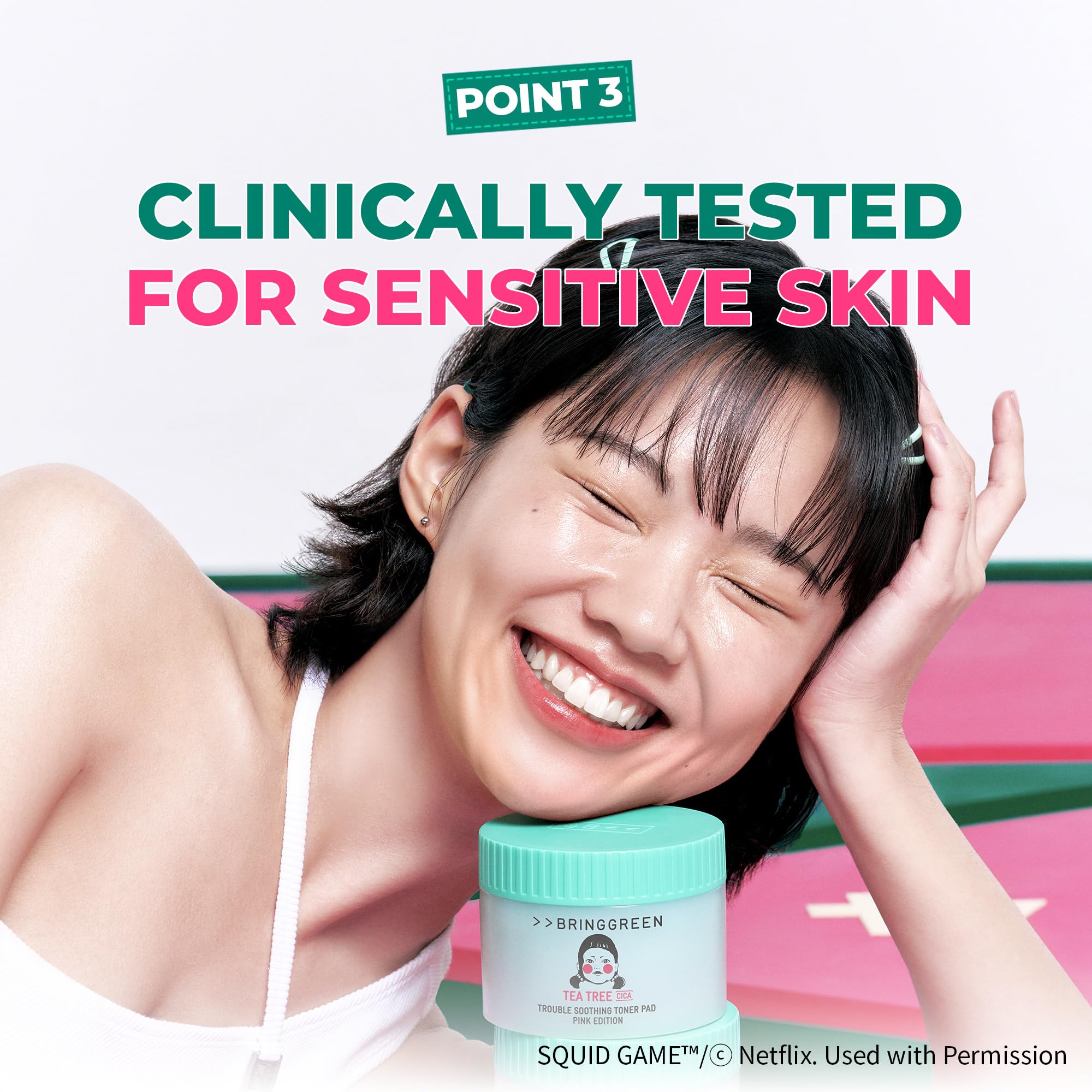 BRING GREEN pink edition toner pad label shows limited edition skincare ritual.