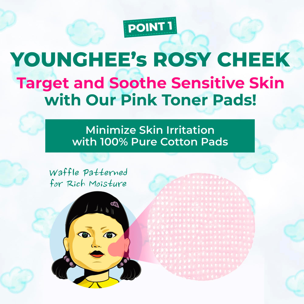 BRING GREEN squid game edition toner pad on-face application for precise soothing.