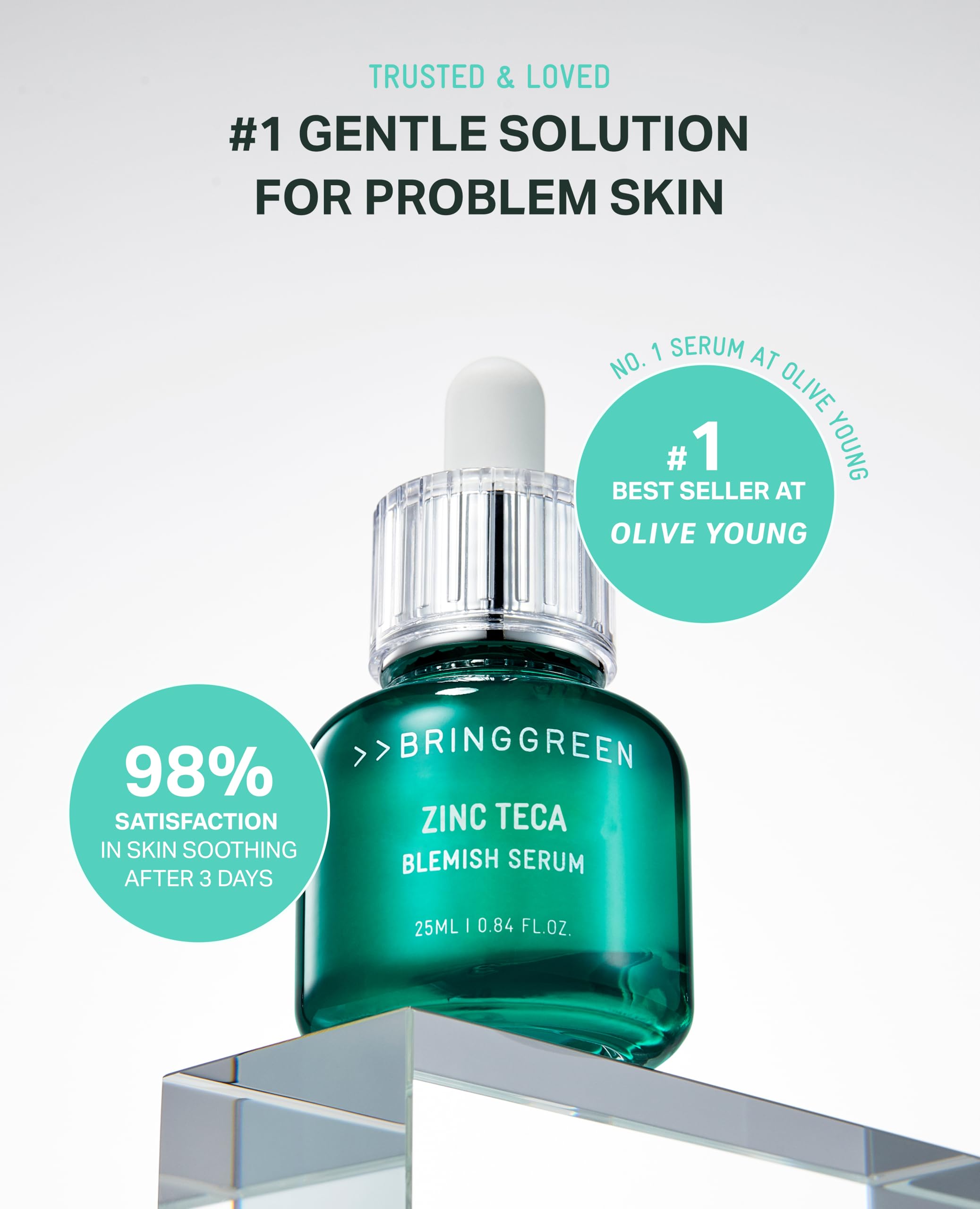 BRING GREEN Zinc Teca Serum being applied to skin demonstrates quick absorption for calm, balanced skin