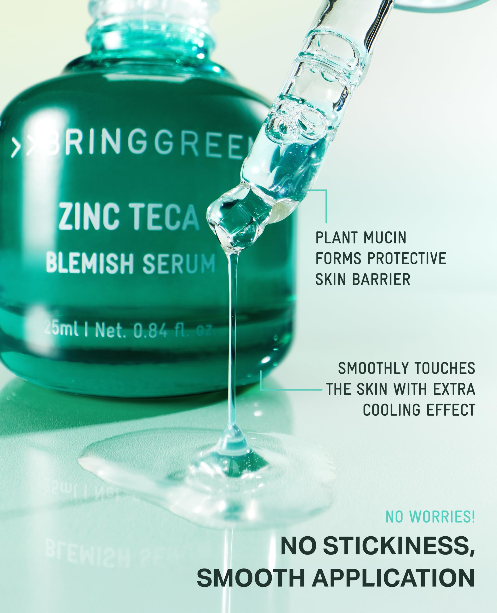 BRING GREEN Zinc Teca Serum packaging lit showcases premium Korean skincare