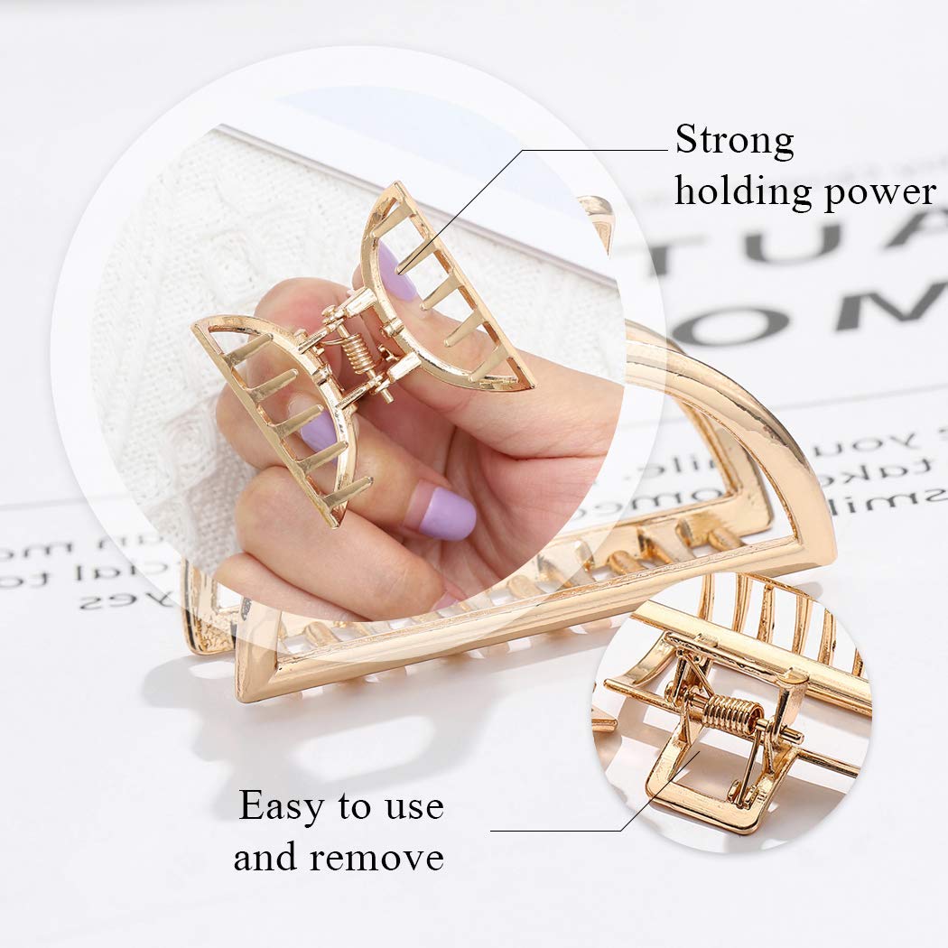 Brinie gold metal hair clip 4cm length on smooth hair for elegant daily look.