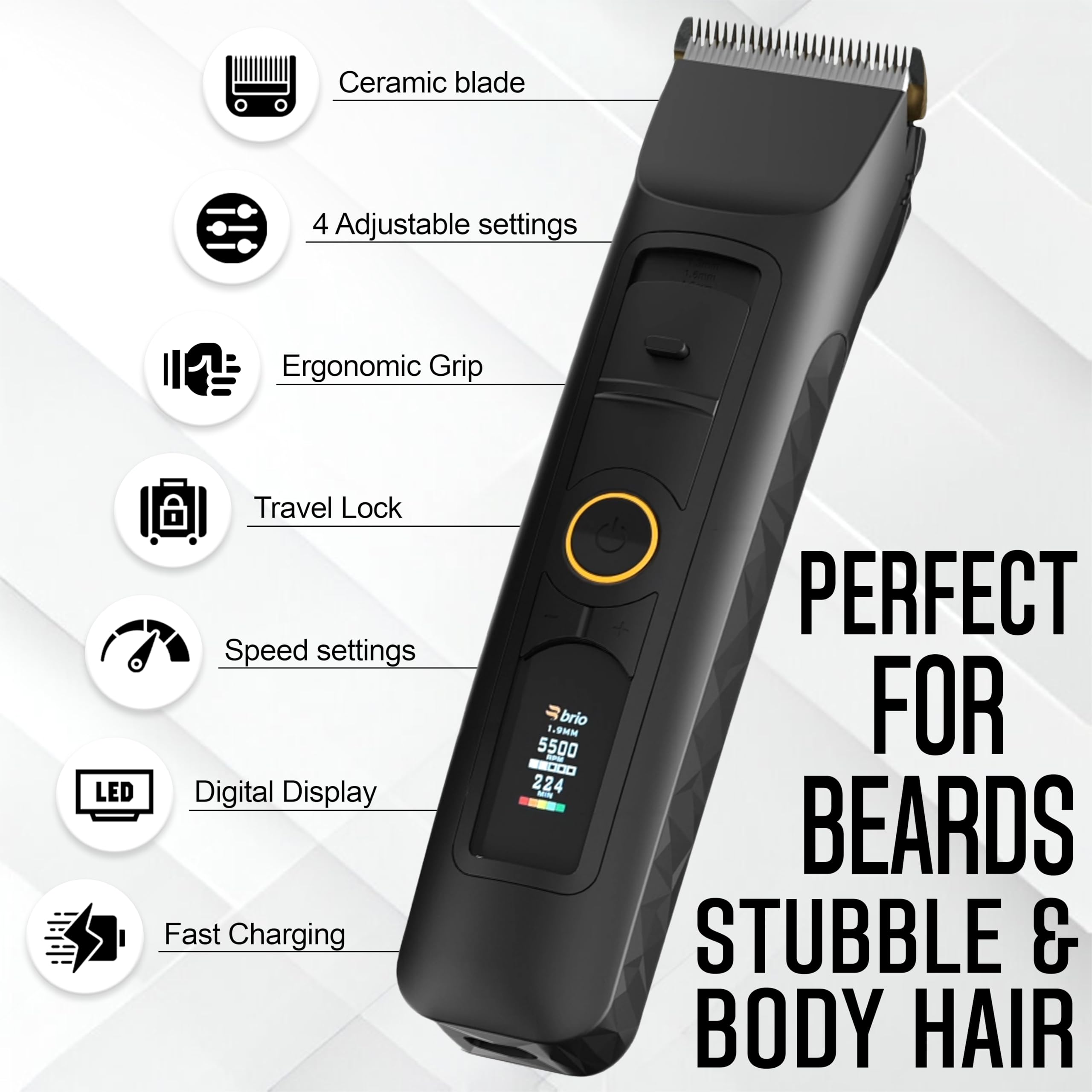 Brio Beardscape V2 offers 1-18 mm length settings for precise styling