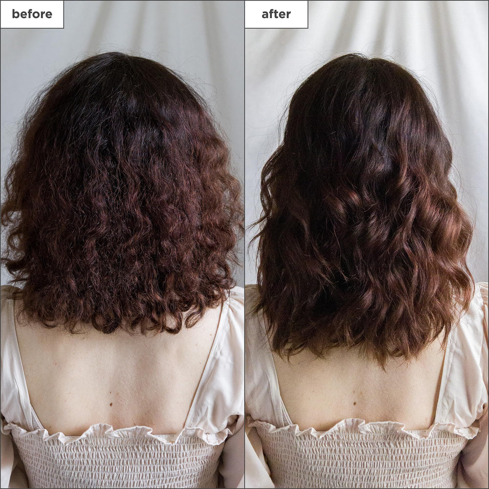 Briogeo Superfoods Kiwi Avocado Mask applied to wet hair yields smoother, more manageable strands