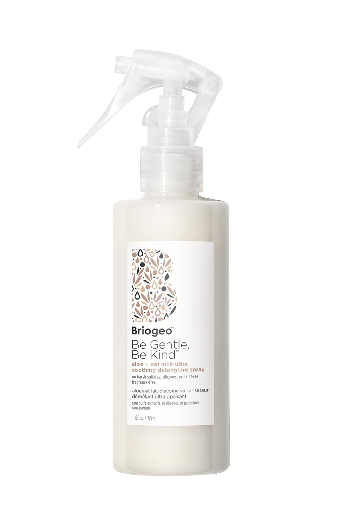 Briogeo Be Gentle Be Kind Aloe + Oat Milk spray bottle detangling scene