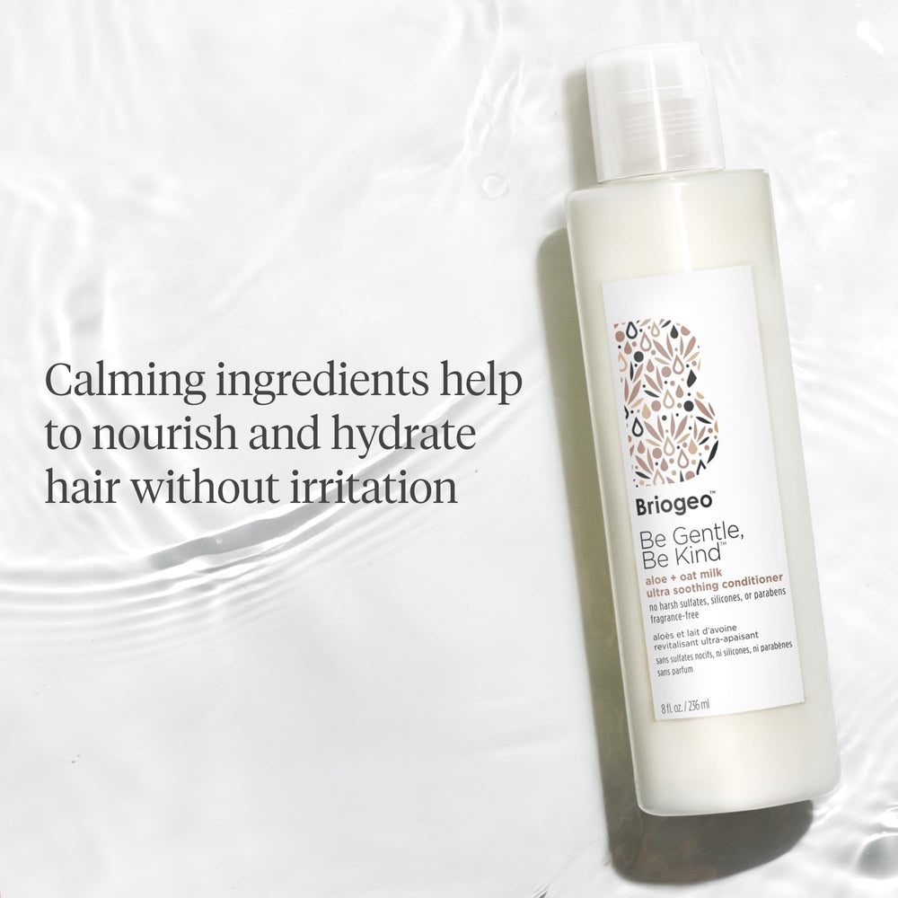 Briogeo Be Gentle Be Kind lightweight formula closeup indicating non-greasy hydration