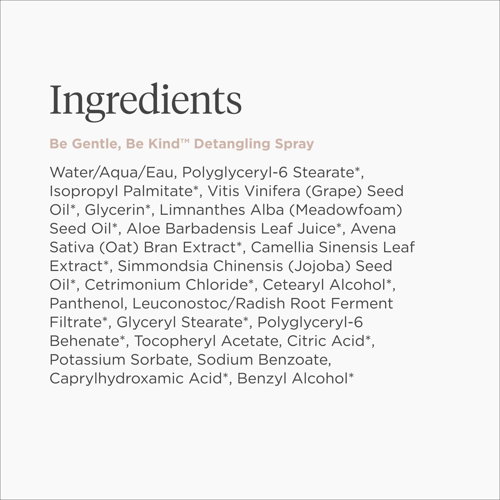 Briogeo Be Gentle hypoallergenic formula label dermatologist-tested reminder