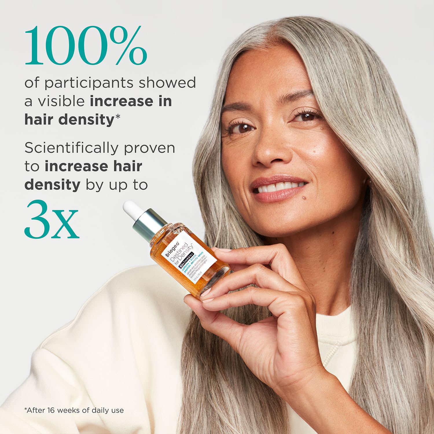 Briogeo Destined Density serum massage action on scalp promotes circulation.