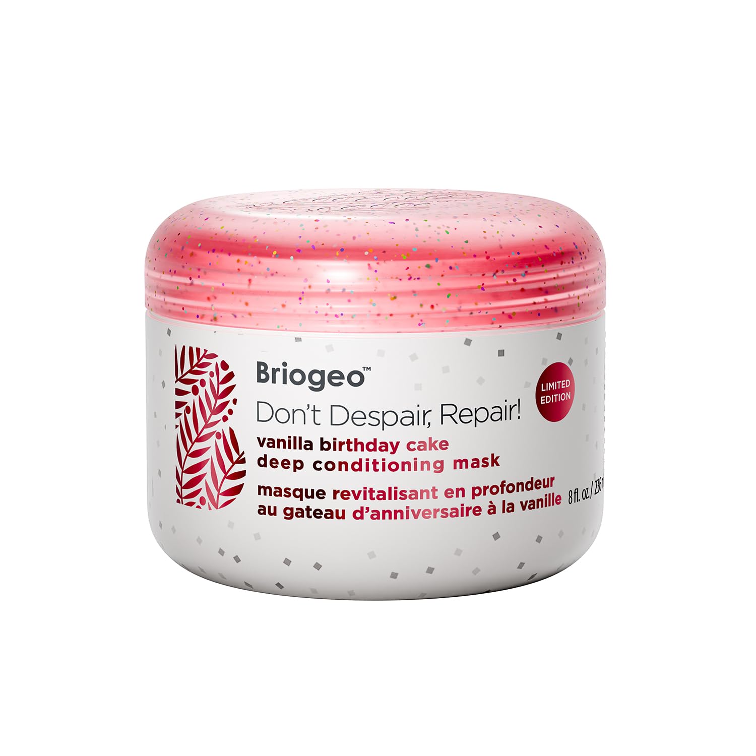 Briogeo Don't Despair, Repair Birthday Cake mask jar hydrates dry hair