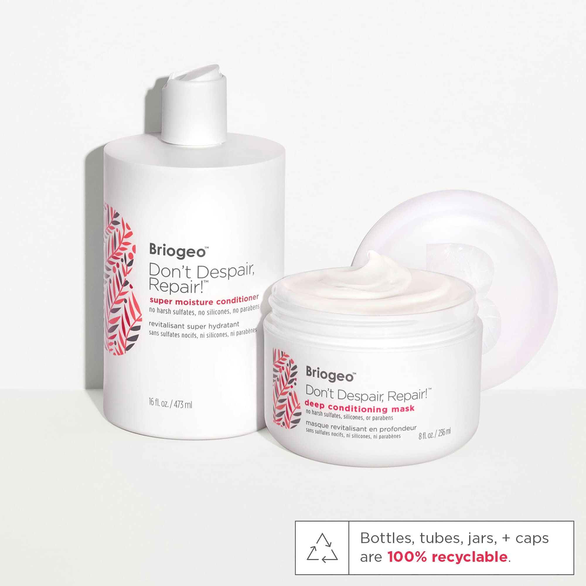 Briogeo Don't Despair, Repair! application on hair strands demonstrates daily repair benefits