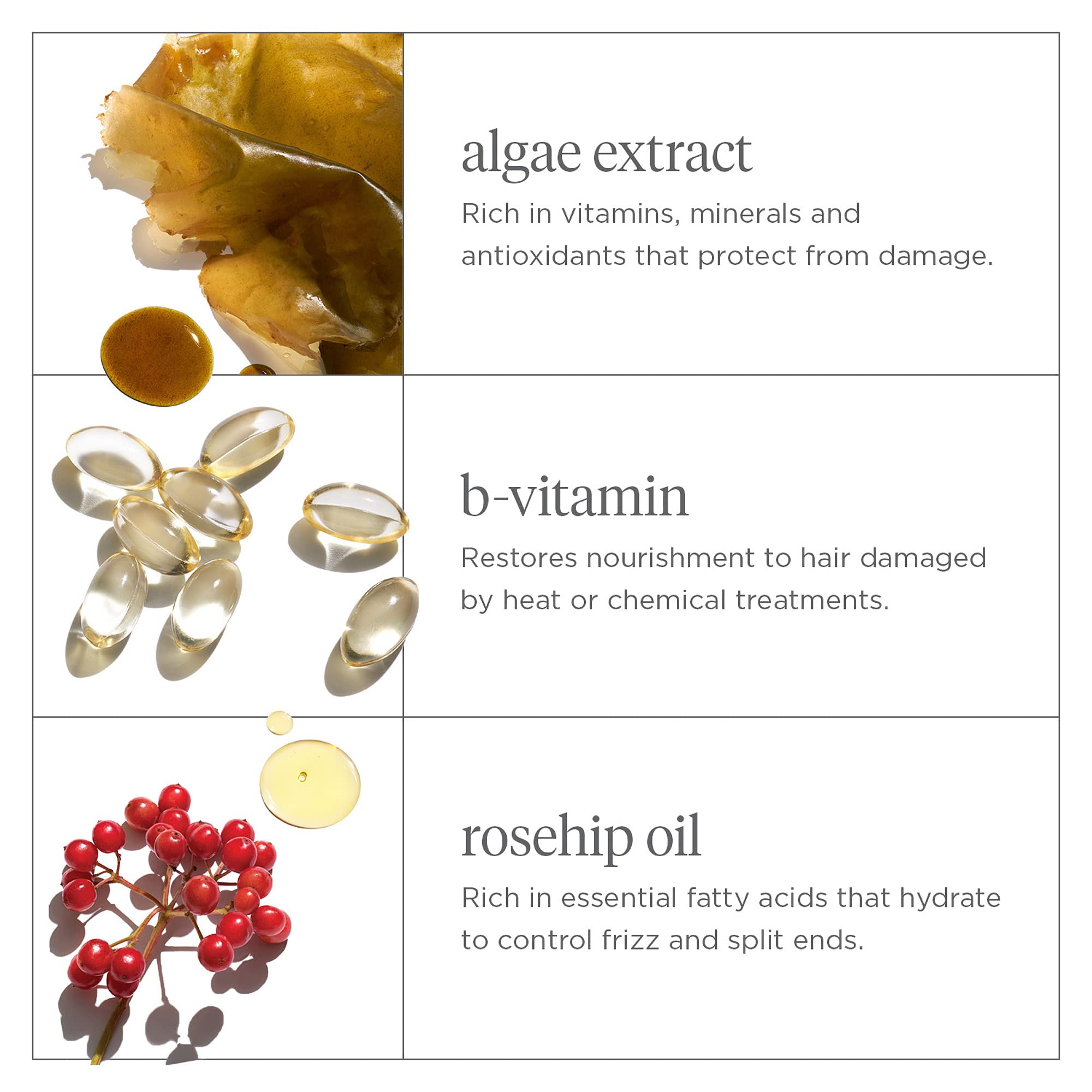 Briogeo Don't Despair, Repair! rosehip oil ingredient highlighting fatty acids.