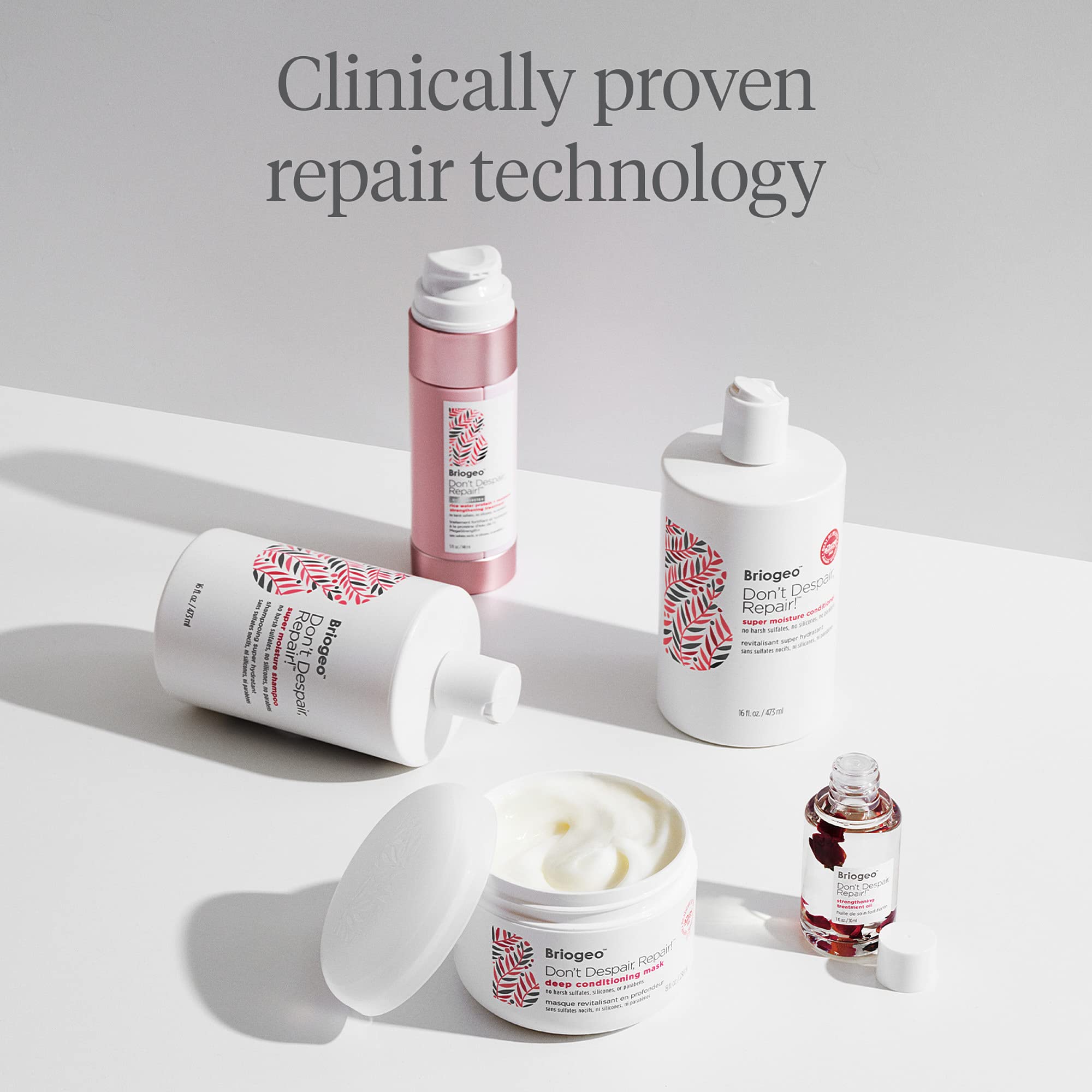 Briogeo Don't Despair, Repair! color-treated hair-safe formula—gentle repair.