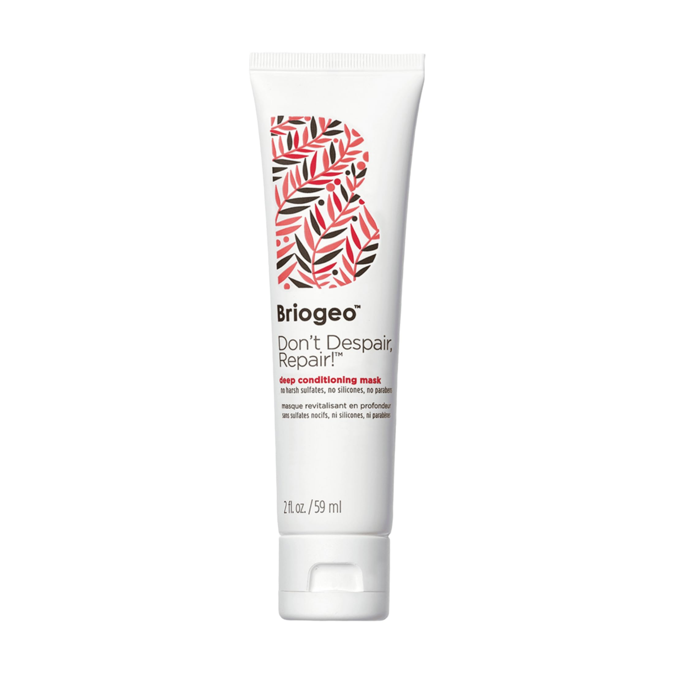 Briogeo Don't Despair, Repair! mask jar shows a creamy texture ideal for deep conditioning.