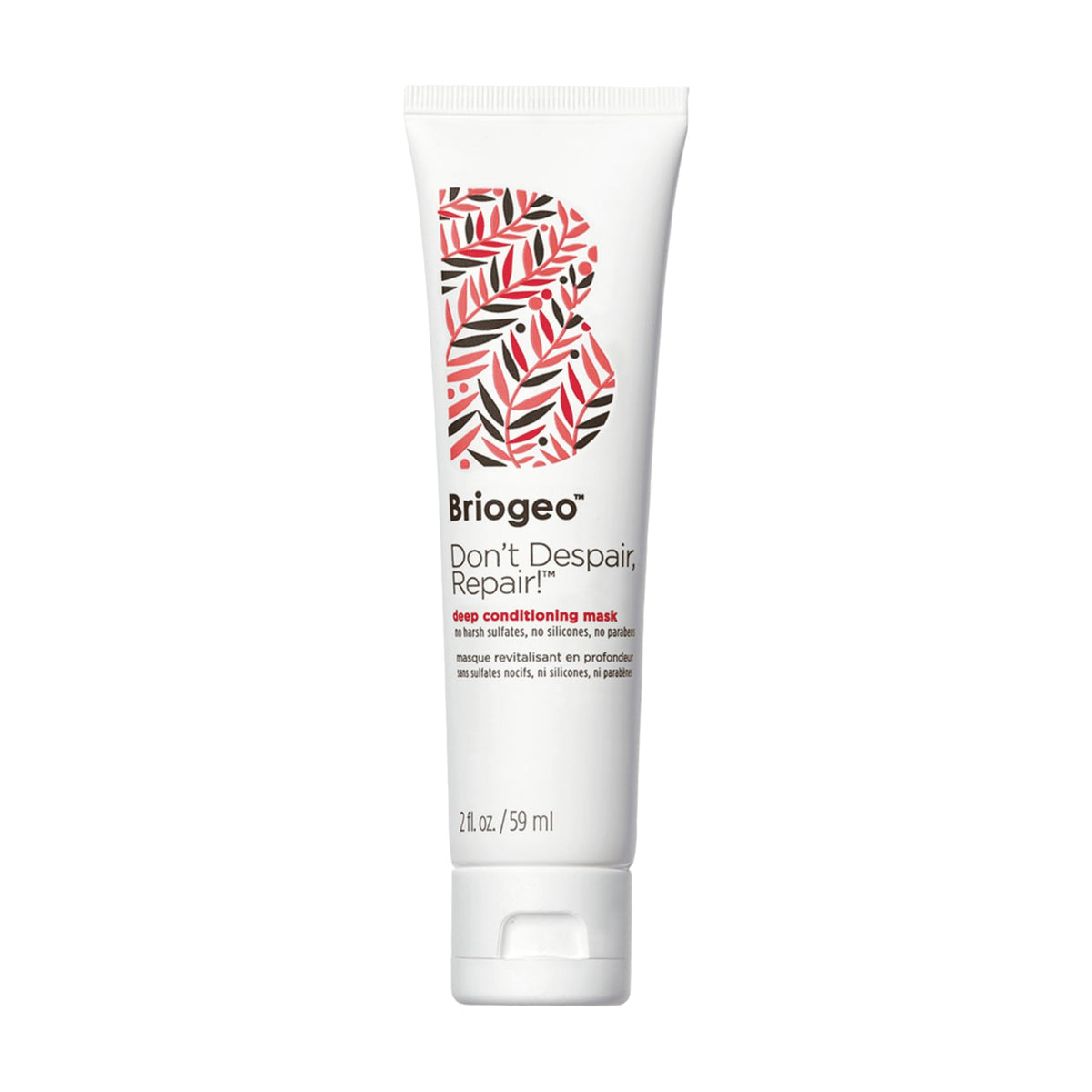 Briogeo Don't Despair, Repair! mask jar shows a creamy texture ideal for deep conditioning.