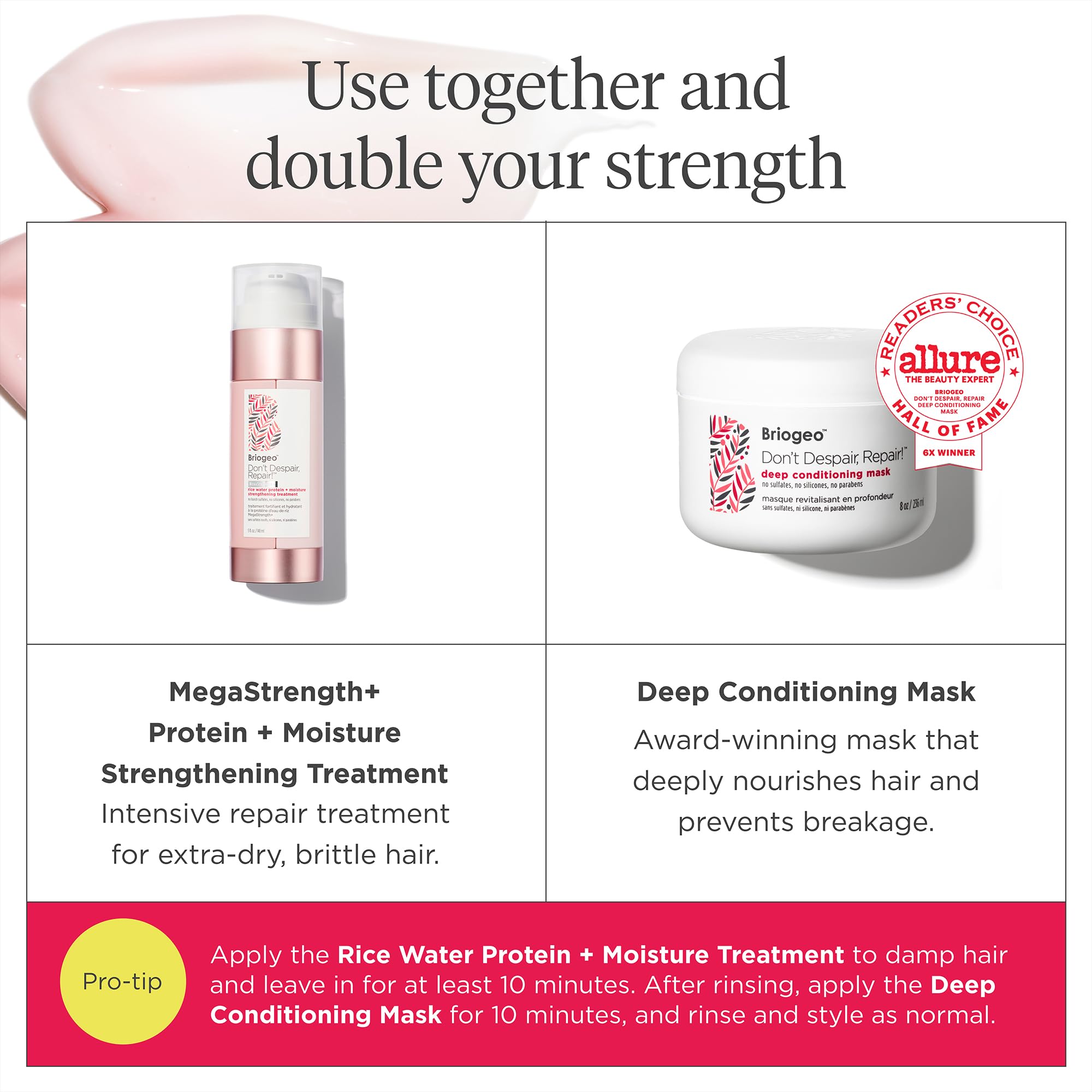 Briogeo Don't Despair, Repair! packaging label highlights vegan, cruelty-free formula.